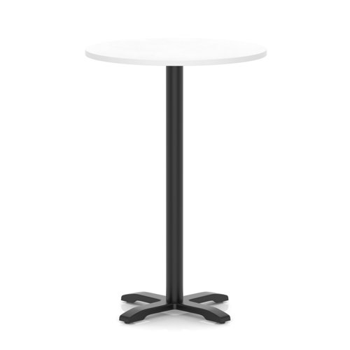 Italia 800mm Poseur Round Table White Top 1170mm High Black Leg Cross Base