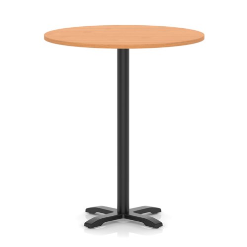 Italia 1000mm Poseur Round Table Beech Top 1170mm High Black Leg Cross Base