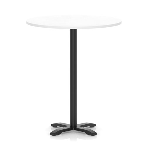 Italia 1000mm Poseur Round Table White Top 1170mm High Black Leg Cross Base