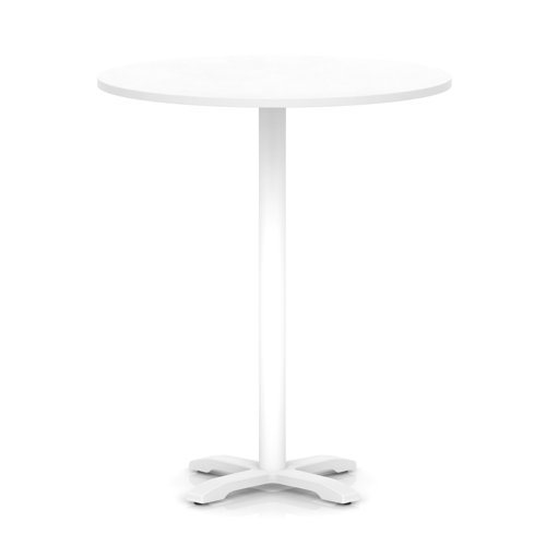 Italia 1000mm Poseur Round Table White Top 1170mm High White Leg Cross Base