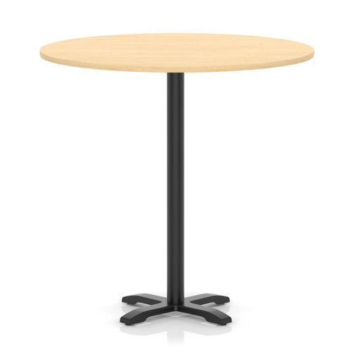 Italia 1200mm Poseur Round Table Maple Top 1170mm High Black Leg Cross Base