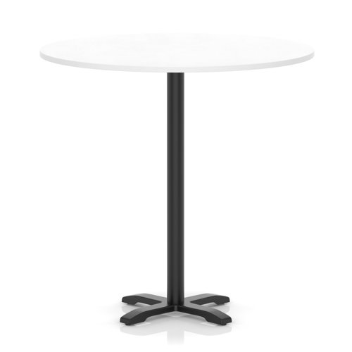 Italia 1200mm Poseur Round Table White Top 1170mm High Black Leg Cross Base