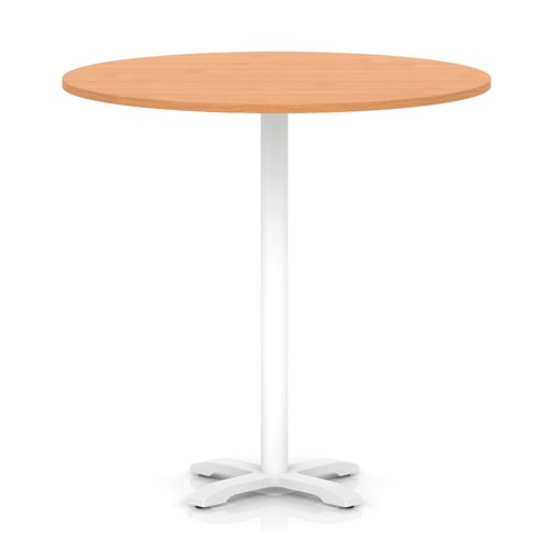 Italia 1200mm Poseur Round Table Beech Top 1170mm High White Leg Cross Base