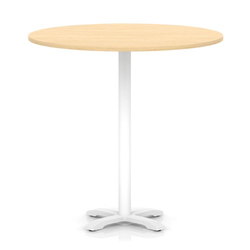 Italia 1200mm Poseur Round Table Maple Top 1170mm High White Leg Cross Base