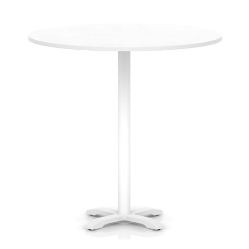 Italia 1200mm Poseur Round Table White Top 1170mm High White Leg Cross Base