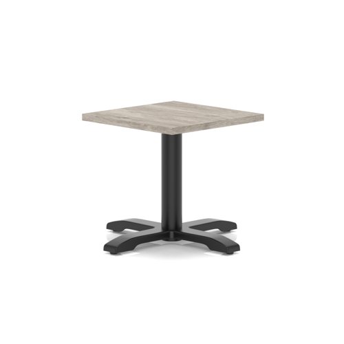 Italia 600mm Square Coffee Table Grey Oak Top 495mm High Black Leg Cross Base