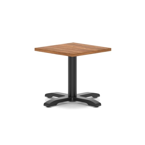 Italia 600mm Square Coffee Table Walnut Top 495mm High Black Leg Cross Base