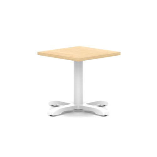 Italia 600mm Square Coffee Table Maple Top 495mm High White Leg Cross Base