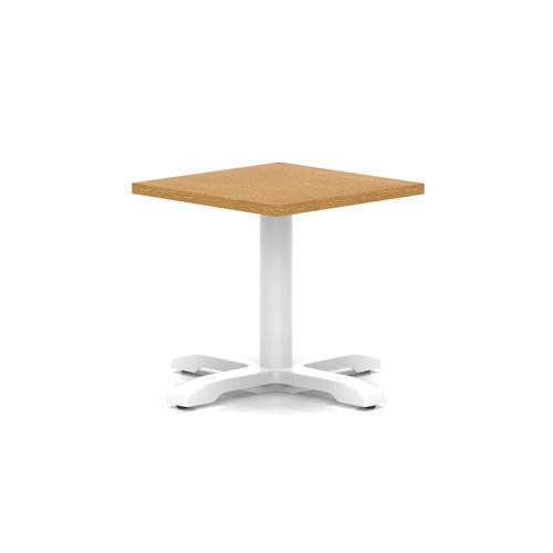 Italia 600mm Square Coffee Table Oak Top 495mm High White Leg Cross Base