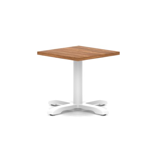 Italia 600mm Square Coffee Table Walnut Top 495mm High White Leg Cross Base