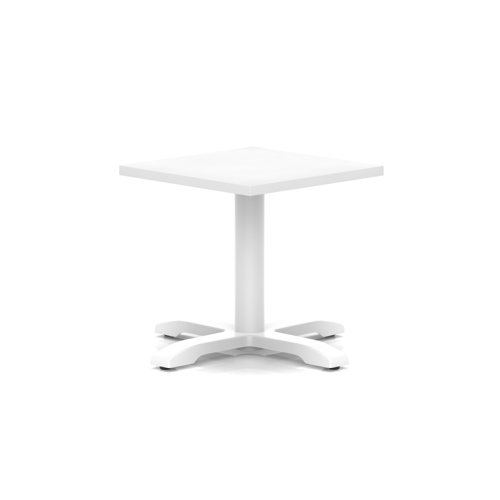 Italia 600mm Square Coffee Table White Top 495mm High White Leg Cross Base