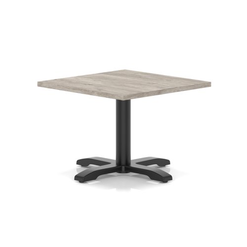 Italia 800mm Square Coffee Table Grey Oak Top 495mm High Black Leg Cross Base