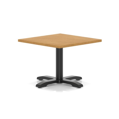 Italia 800mm Square Coffee Table Oak Top 495mm High Black Leg Cross Base