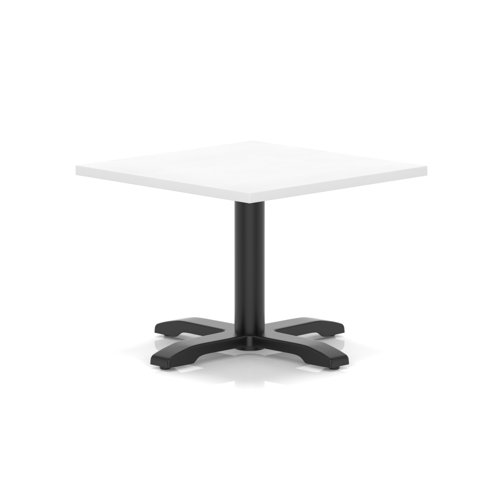 Italia 800mm Square Coffee Table White Top 495mm High Black Leg Cross Base