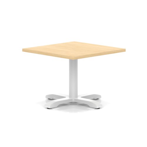 Italia 800mm Square Coffee Table Maple Top 495mm High White Leg Cross Base