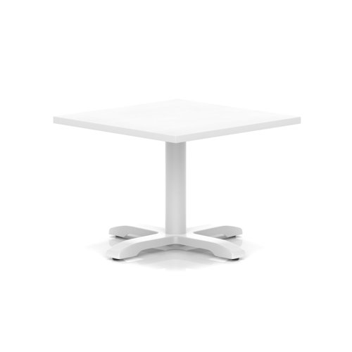 Italia 800mm Square Coffee Table White Top 495mm High White Leg Cross Base