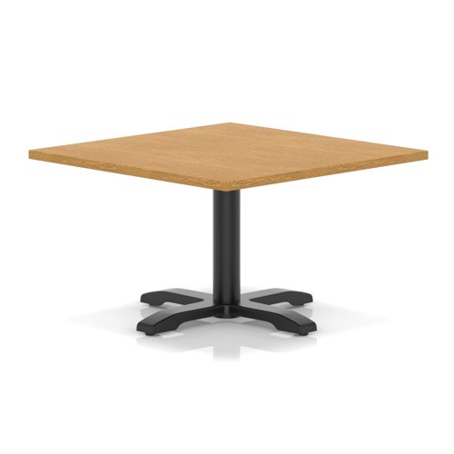 Italia 1000mm Square Coffee Table Oak Top 495mm High Black Leg Cross Base