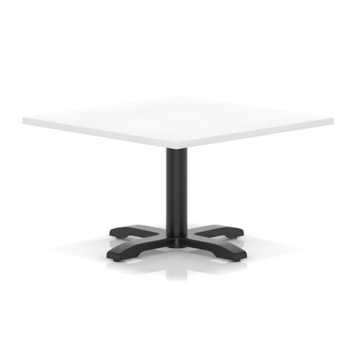 Italia 1000mm Square Coffee Table White Top 495mm High Black Leg Cross Base