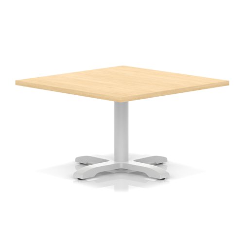 Italia 1000mm Square Coffee Table Maple Top 495mm High White Leg Cross Base