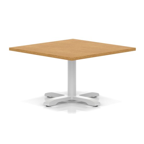 Italia 1000mm Square Coffee Table Oak Top 495mm High White Leg Cross Base