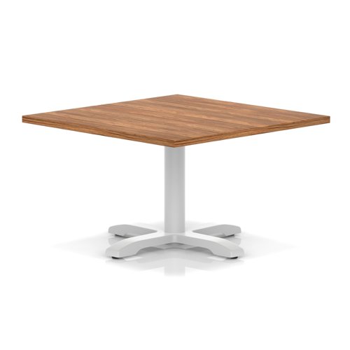 Italia 1000mm Square Coffee Table Walnut Top 495mm High White Leg Cross Base