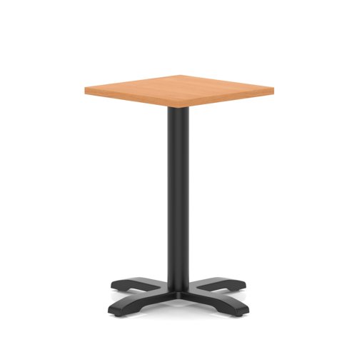 Italia 600mm Poseur Square Table Beech Top 750mm High Black Leg Cross Base