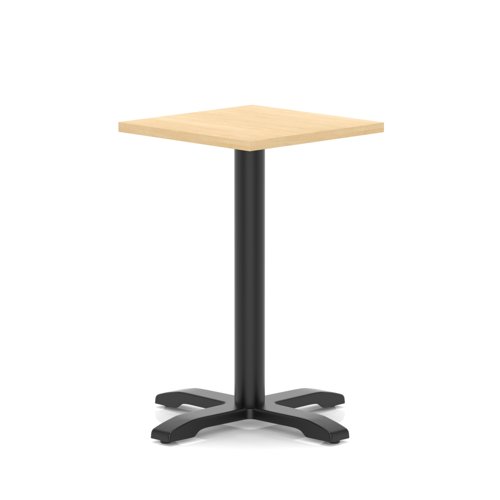 Italia 600mm Poseur Square Table Maple Top 750mm High Black Leg Cross Base