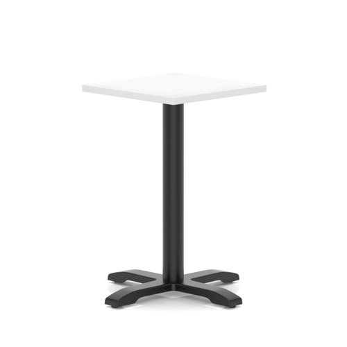 Italia 600mm Poseur Square Table White Top 750mm High Black Leg Cross Base