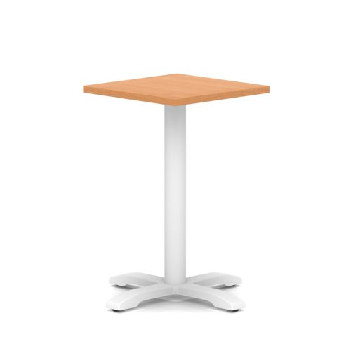 Italia 600mm Poseur Square Table Beech Top 750mm High White Leg Cross Base