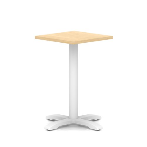 Italia 600mm Poseur Square Table Maple Top 750mm High White Leg Cross Base