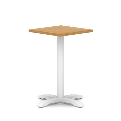 Italia 600mm Poseur Square Table Oak Top 750mm High White Leg Cross Base