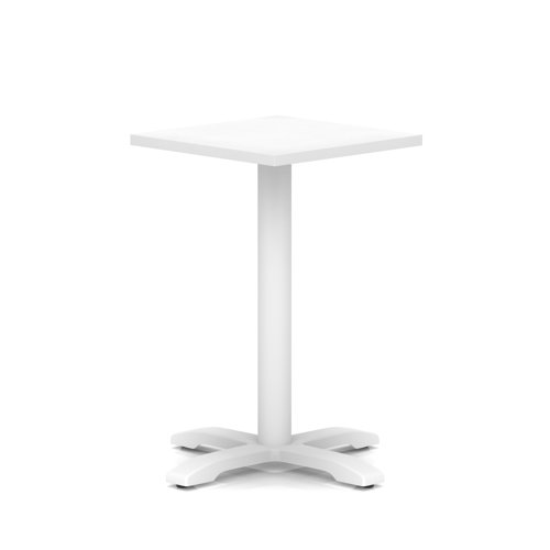 Italia 600mm Poseur Square Table White Top 750mm High White Leg Cross Base