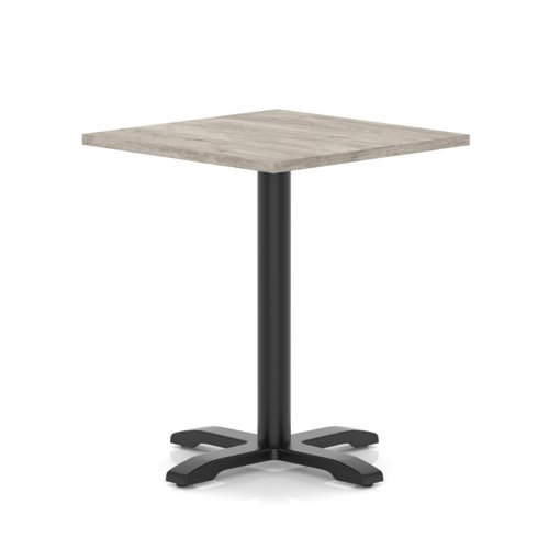 Italia 800mm Poseur Square Table Grey Oak Top 750mm High Black Leg Cross Base