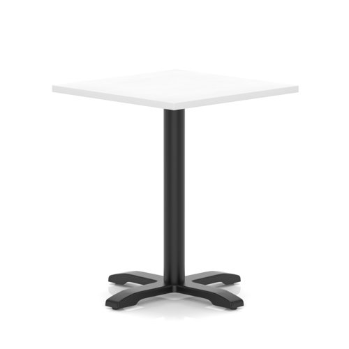 Italia 800mm Poseur Square Table White Top 750mm High Black Leg Cross Base