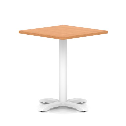 Italia 800mm Poseur Square Table Beech Top 750mm High White Leg Cross Base