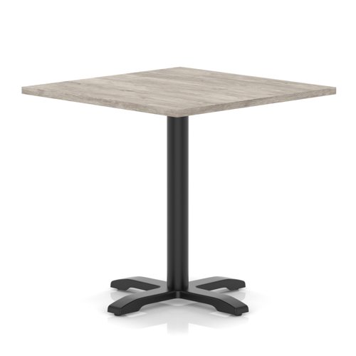 Italia 1000mm Poseur Square Table Grey Oak Top 750mm High Black Leg Cross Base