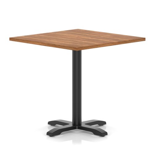 Italia 1000mm Poseur Square Table Walnut Top 750mm High Black Leg Cross Base