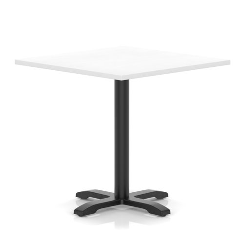 Italia 1000mm Poseur Square Table White Top 750mm High Black Leg Cross Base