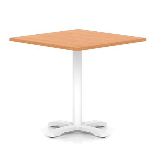 Italia 1000mm Poseur Square Table Beech Top 750mm High White Leg Cross Base