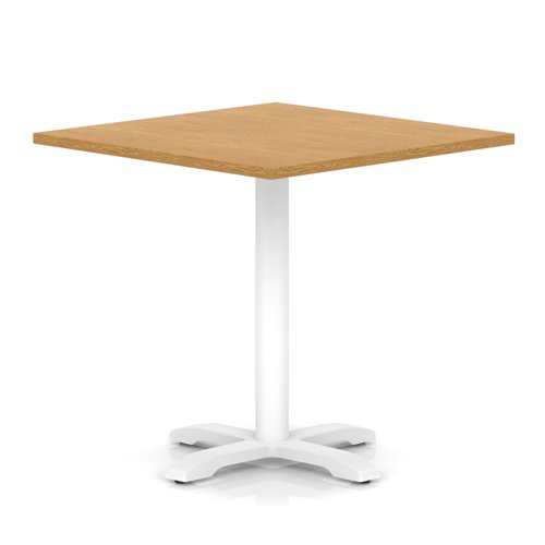 Italia 1000mm Poseur Square Table Oak Top 750mm High White Leg Cross Base