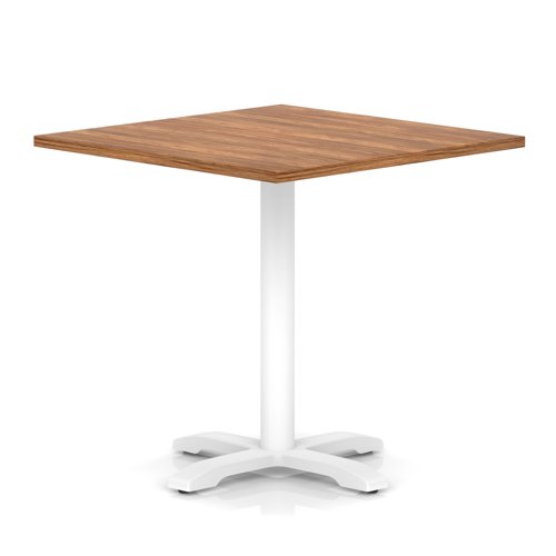 Italia 1000mm Poseur Square Table Walnut Top 750mm High White Leg Cross Base