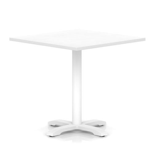 Italia 1000mm Poseur Square Table White Top 750mm High White Leg Cross Base