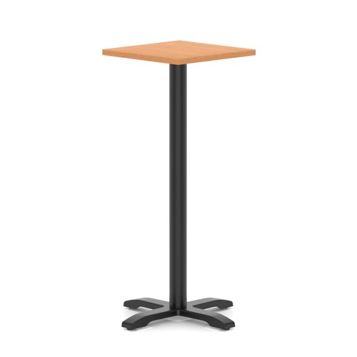 Italia 600mm Poseur Square Table Beech Top 1170mm High Black Leg Cross Base