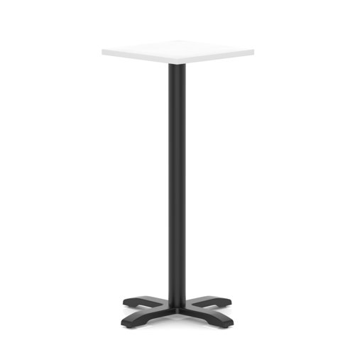 Italia 600mm Poseur Square Table White Top 1170mm High Black Leg Cross Base
