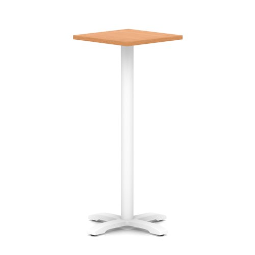 Italia 600mm Poseur Square Table Beech Top 1170mm High White Leg Cross Base