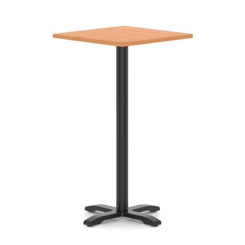 Italia 800mm Poseur Square Table Beech Top 1170mm High Black Leg Cross Base