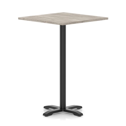 Italia 1000mm Poseur Square Table Grey Oak Top 1170mm High Black Leg Cross Base