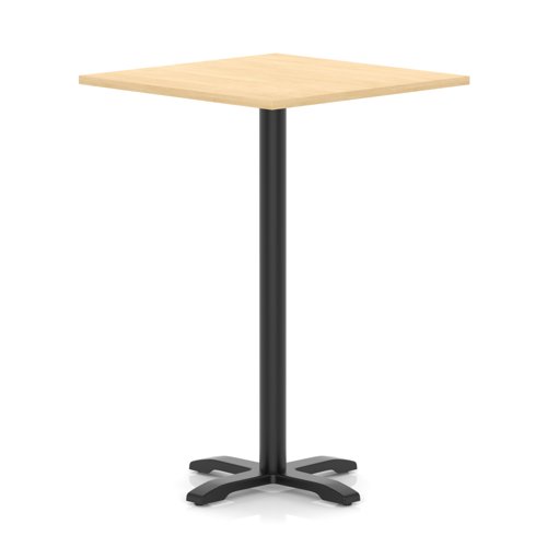 Italia 1000mm Poseur Square Table Maple Top 1170mm High Black Leg Cross Base