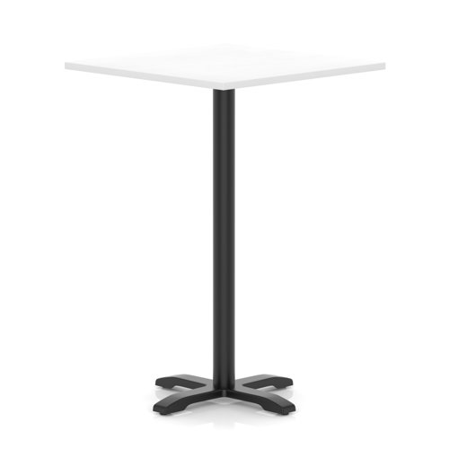 Italia 1000mm Poseur Square Table White Top 1170mm High Black Leg Cross Base