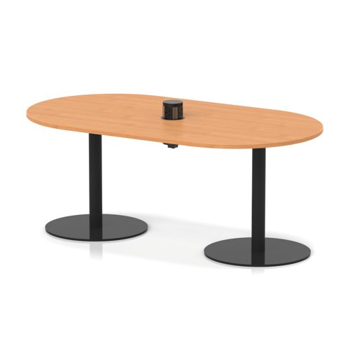 Italia Volta 1800mm Poseur Boardroom Table With Pop-up Power Module Beech Top 720mm High Black Leg